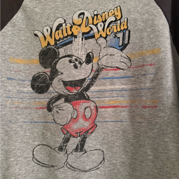 Disney World Gray and Black Crew Neck Sweater Mickey Mouse - Picture 2 of 4